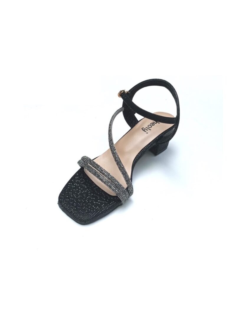 Glitter Strappy Block Heel