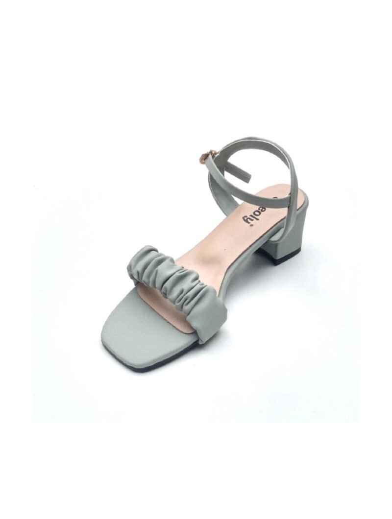 Ruched Strap Block Heel Sandals