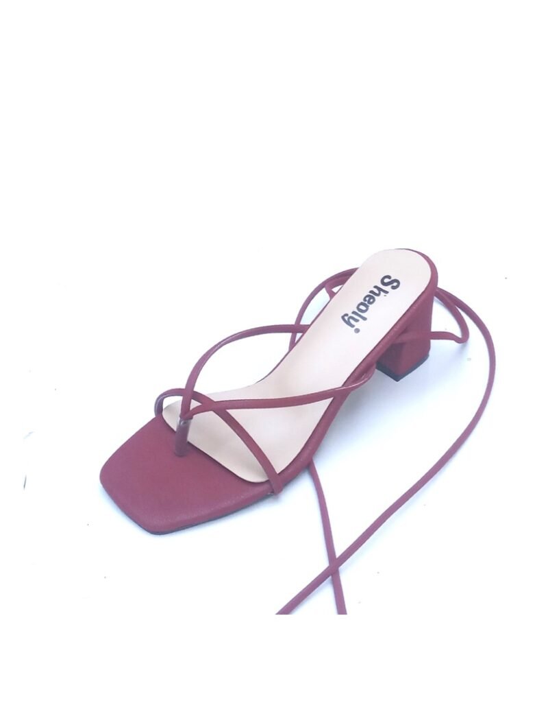 Stylish Maroon Lace-Up Block Heel Sandals for Women