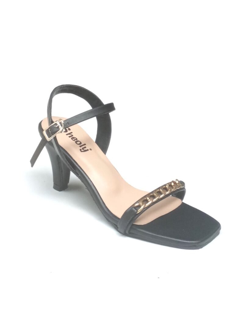 Heel Sandals with Gold Chain Accent