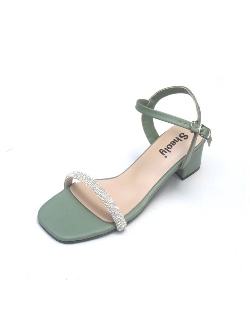 Rhinestone Strap Block Heel Sandals for Women