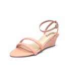 Sheoly Peach Two-Strap Wedge Sandals