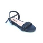 Sheoly Black Ankle Strap Flatform Sandals | Braided Design